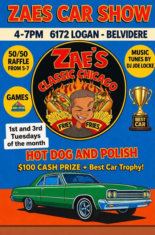 Zae's Car Show event at Zae's Classic Chicago in Belvidere, IL on June 2, 2026