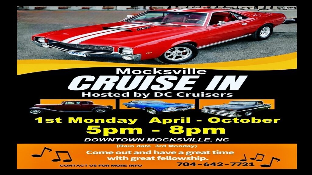 Mocksville Cruise-In Hosted by Dc Cruisers event at Downtown Mocksville, NC in Mocksville, NC on July 6, 2026