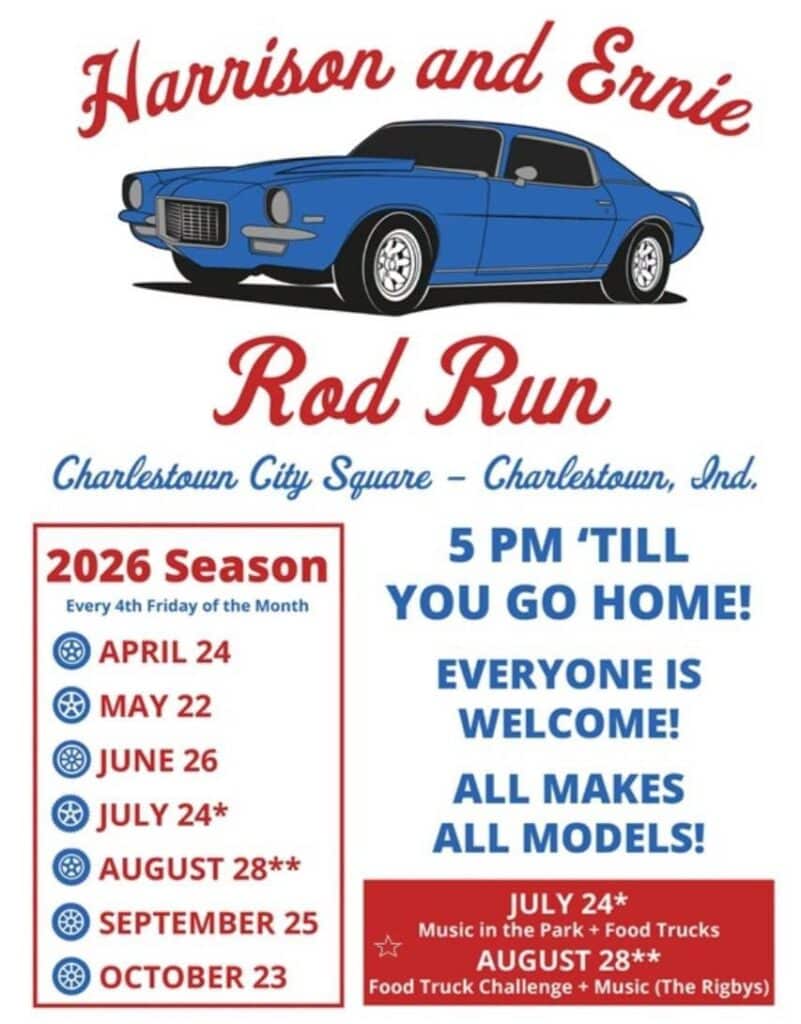 Harrison and Ernie Rod Run event at Charlestown City Square in Charlestown, IN on July 24, 2026