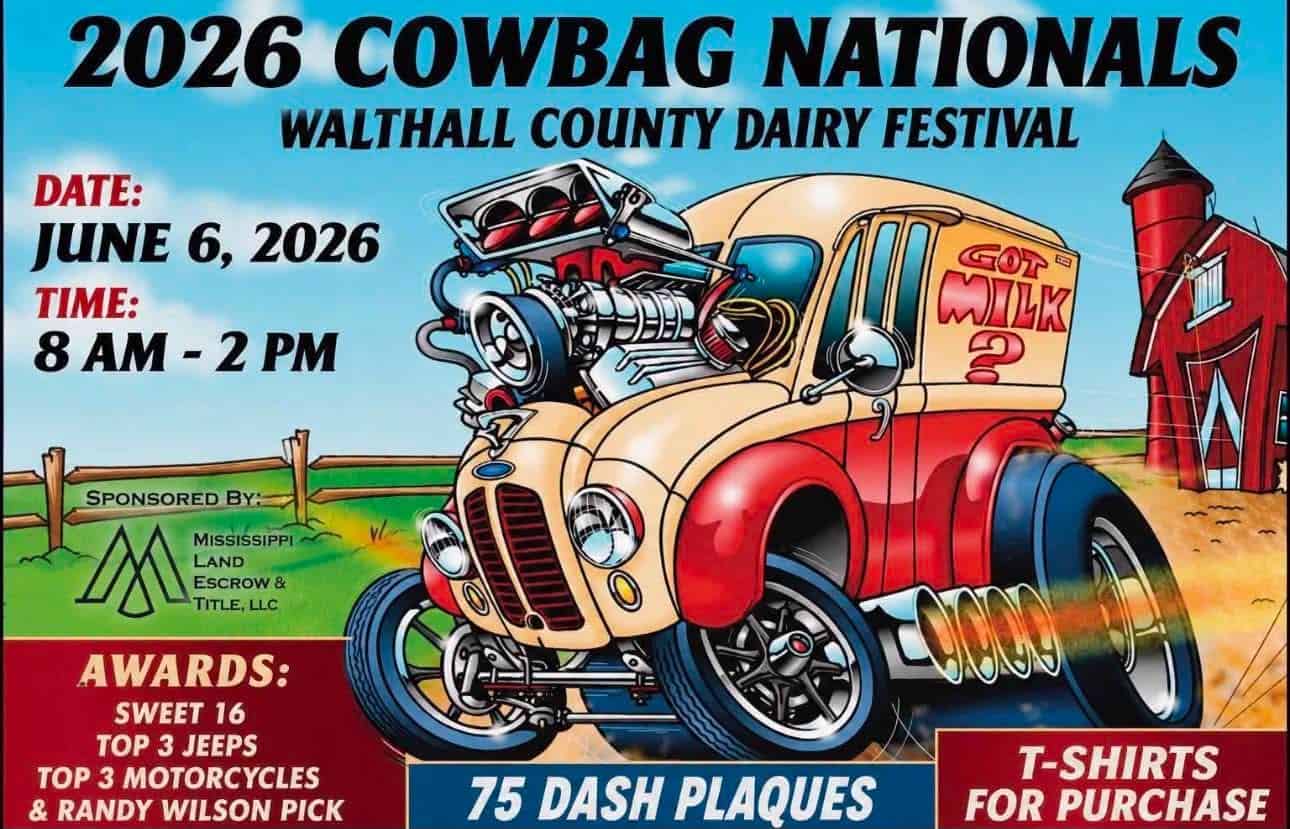 2026 Cowbag Nationals event at Walthall County Dairy Festival in Tylertown, MS on June 6, 2026