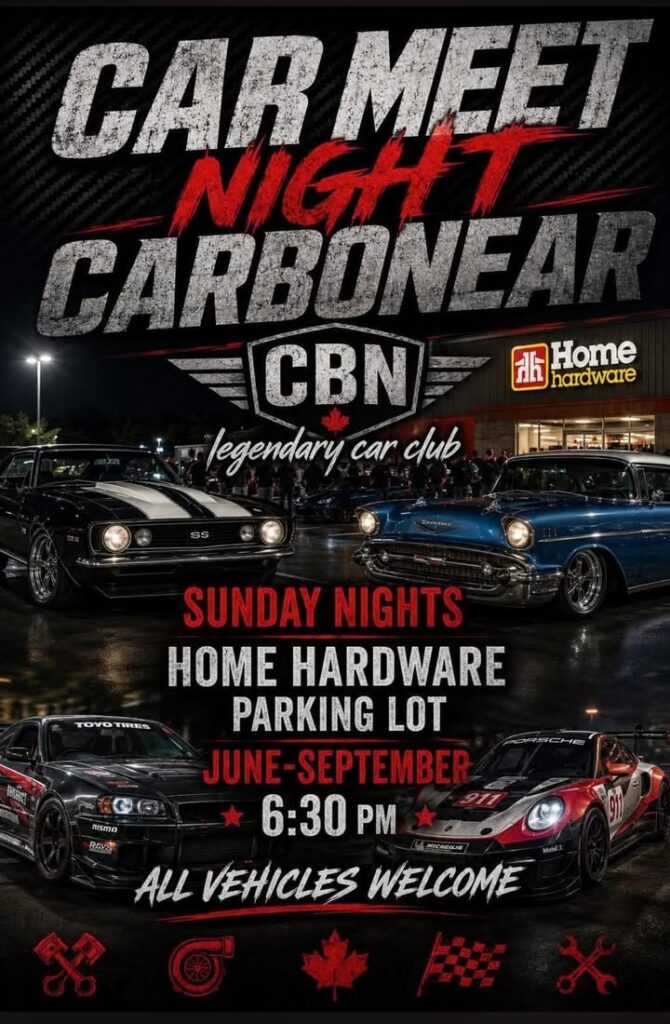 Car Meet Night Carbonear Cbn Legendary Car Club event at Home Hardware Parking Lot in Carbonear, NL on June 14, 2026