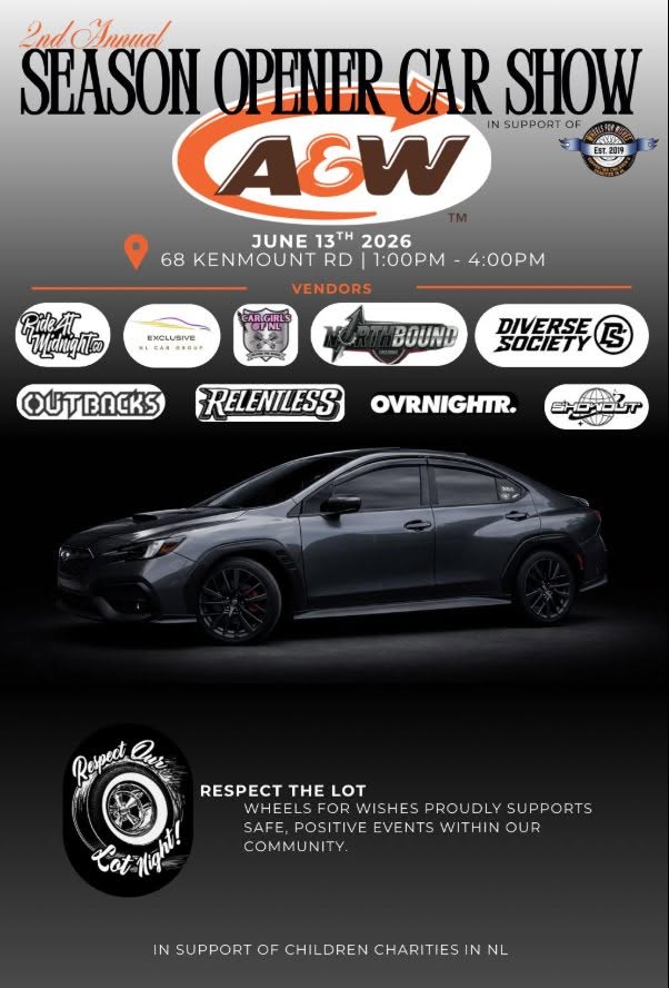 2nd Annual Season Opener Car Show A&w event at 68 Kenmount Rd in St. John's, NL on June 13, 2026