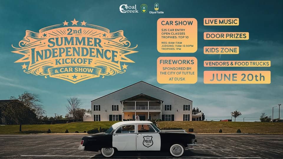 2nd Annual Summer Independence Kickoff & Car Show event at Coal Creek Winery & Event Center in Tuttle, OK on June 20, 2026