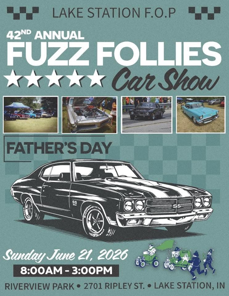 42nd Annual Fuzz Follies Car Show event at Riverview Park in Lake Station, IN on June 21, 2026