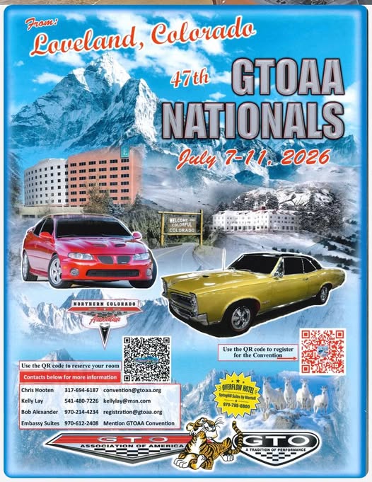 47th GTOAA Nationals event at  Embassy Suites by Hilton Loveland Hotel Conference Center & Spa in Loveland, CO on July 7, 2026