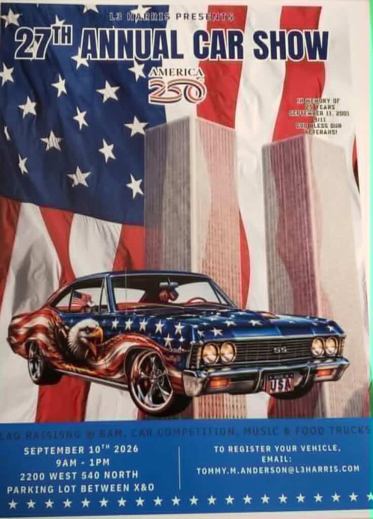 L3 Harris 27th Annual Car Show event at 2200 West 540 North in Salt Lake City, UT on September 10, 2026