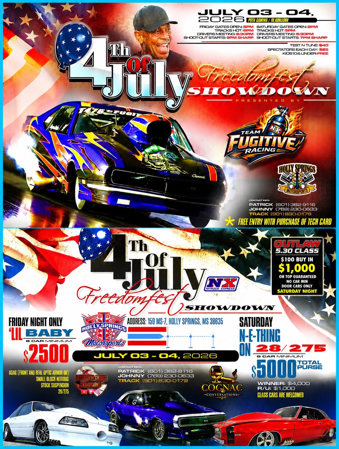 4th of July Freedomfest Showdown event at Holly Springs Motorsports in Holly Springs, MS on July 3, 2026