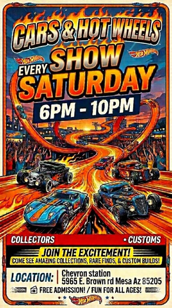 Cars & Hot Wheels Show event at Chevron Station in Mesa, AZ on June 10, 2026
