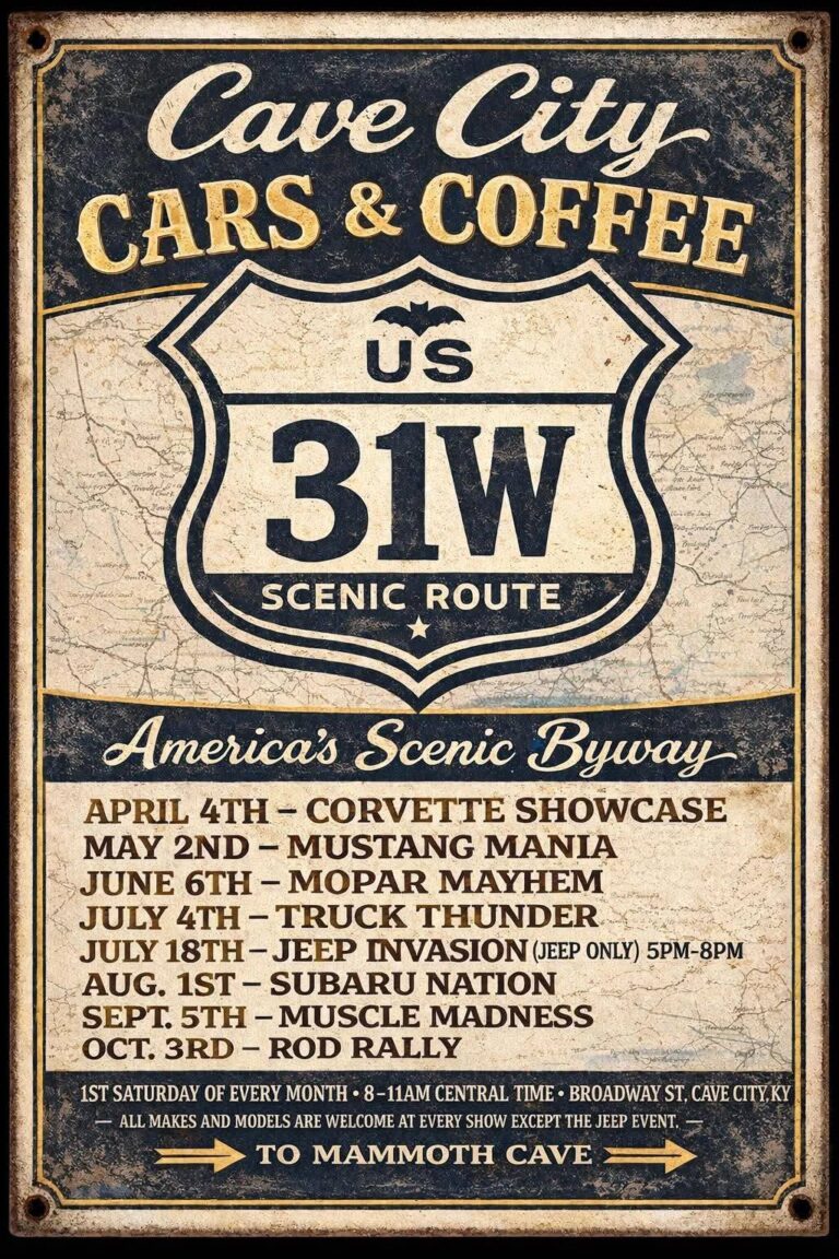 Cave City Cars & Coffee car show in Cave City, KY