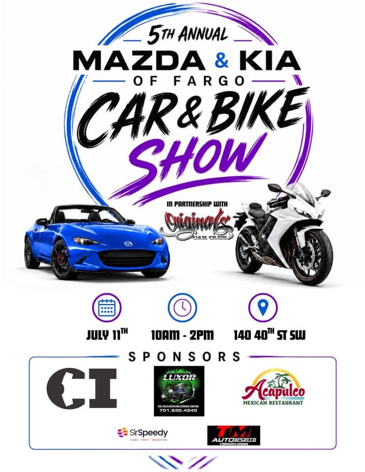 5th Annual Mazda & Kia of Fargo Car & Bike Show event at Mazda & Kia of Fargo in Fargo, ND on July 11, 2026