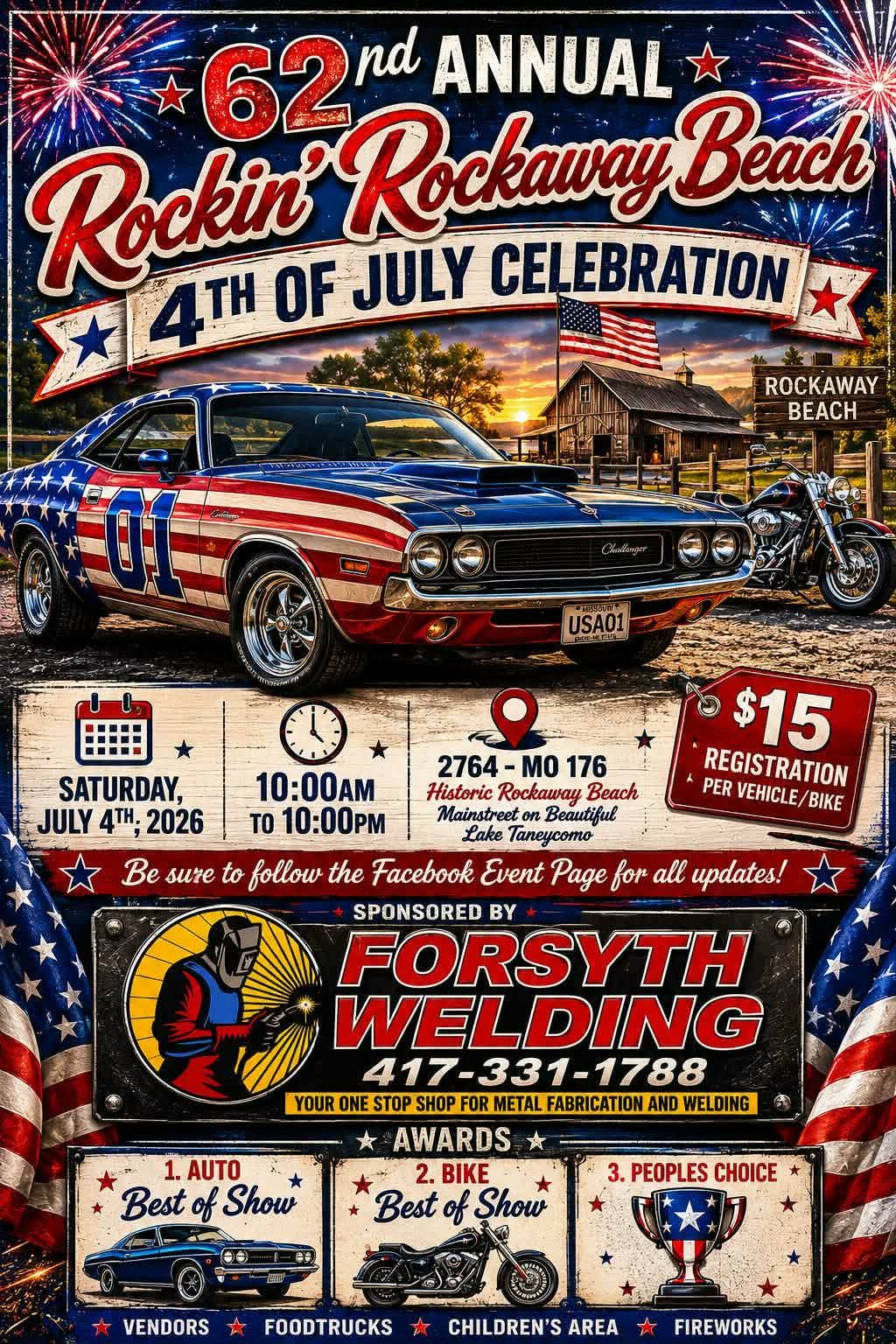 62nd Annual Rockin' Rockaway Beach 4th Of July Celebration event at Historic Rockaway Beach in Rockaway Beach, MO on July 4, 2026