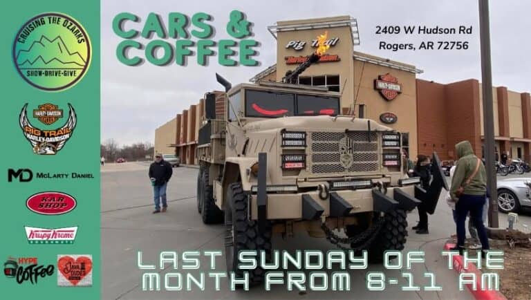 Cruising the Ozarks Cars & Coffee car show in Rogers, AR
