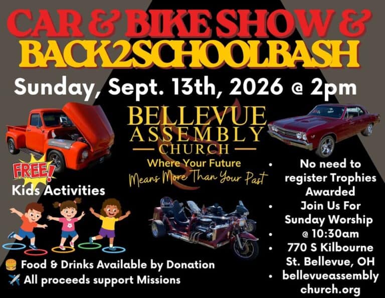 Bellevue Assembly Church Car & Bike Show & Back 2 School Bash car show in Bellevue, OH
