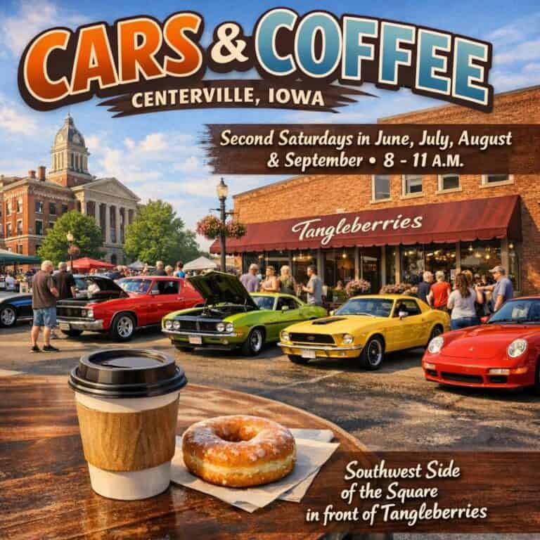 Centerville Cars & Coffee car show in Centerville, IA