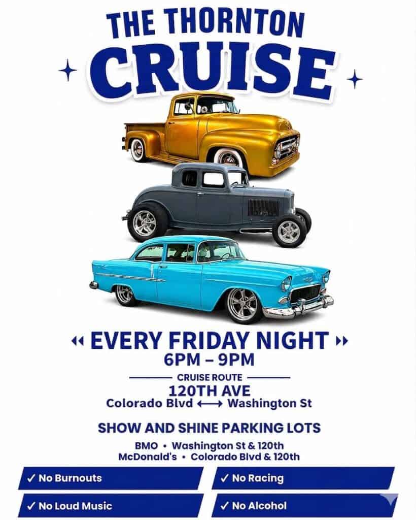 The Thornton Cruise event at 120th Avenue in Thornton, CO on June 26, 2026