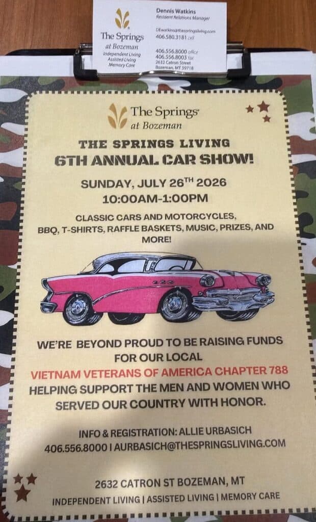 The Springs at Bozeman 6th Annual Car Show event at The Springs at Bozeman in Bozeman, MT on July 26, 2026