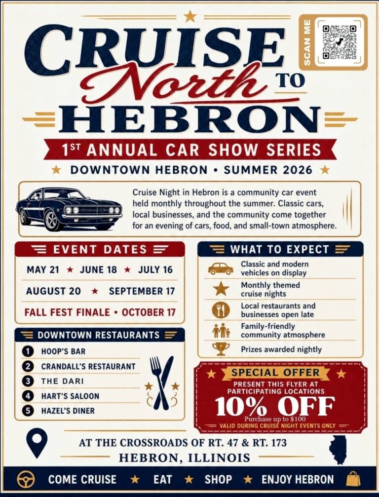Cruise North to Hebron 1st Annual Car Show Series car show in Hebron, IL