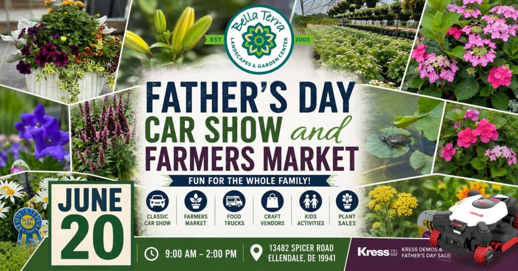 Bella Terra Father's Day Car Show and Farmers Market event at 13482 Spicer Road in Ellendale, DE on June 20, 2026
