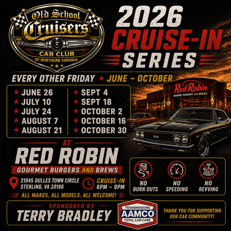 Old School Cruisers for our Friday Night Cruise-In Series at Red Robin in Sterling, VA! car show in Sterling, VA