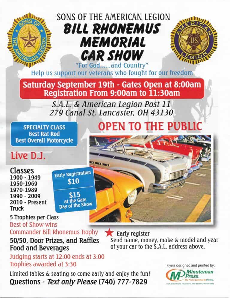 Sons of the American Legion Bill Rhonemus Memorial Car Show car show in Lancaster, OH