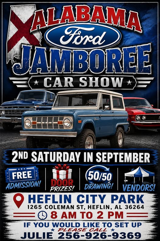 Alabama Ford Jamboree Car Show event at Heflin City Park in Heflin, AL on September 12, 2026
