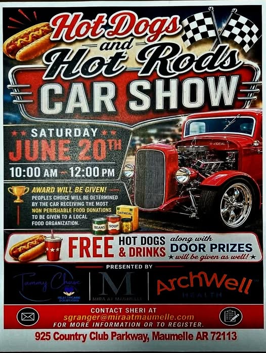 ArchWell Hot Dogs and Hot Rods Car Show event at 925 Country Club Parkway in Maumelle, AR on June 20, 2026