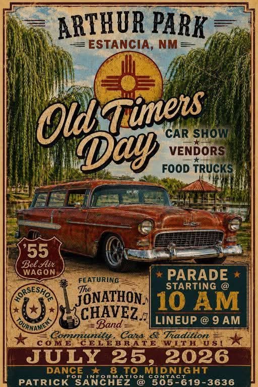 Arthur Park Old Timers Day Car Show event at Arthur Park in Estancia, NM on July 25, 2026