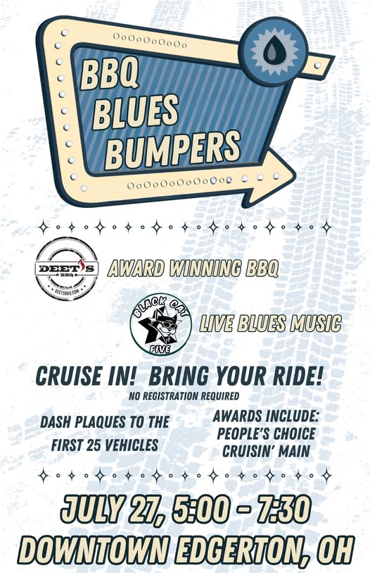 BBQ Blues Bumpers event at Downtown Edgerton in Edgerton, OH on July 27, 2026