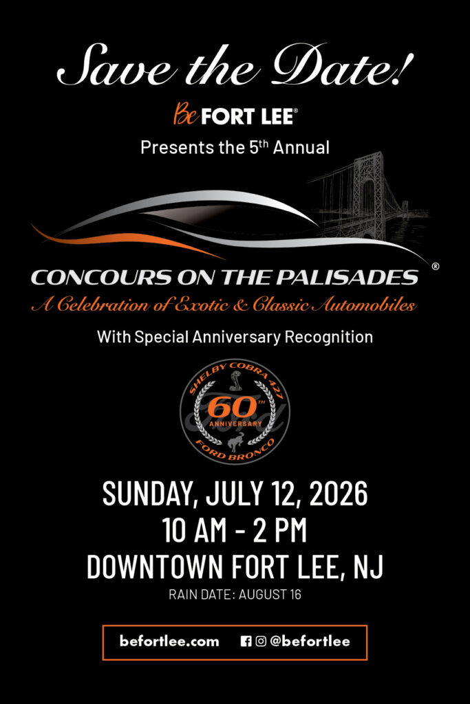 Be Fort Lee 5th Annual Concours on the Palisades event at Downtown Fort Lee in Fort Lee, NJ on July 12, 2026