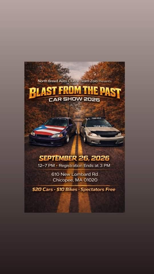 Blast From the Past Car Show 2026 event at 610 New Lombard Rd in Chicopee, MA on September 26, 2026