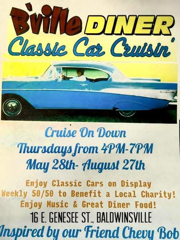 B'ville Diner Classic Car Cruisin' event at B'ville Diner in Baldwinsville, NY on May 28, 2026
