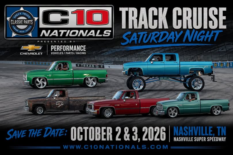 C10 Nationals Track Cruise Saturday Night event at Nashville Super Speedway in Nashville, TN on October 3, 2026