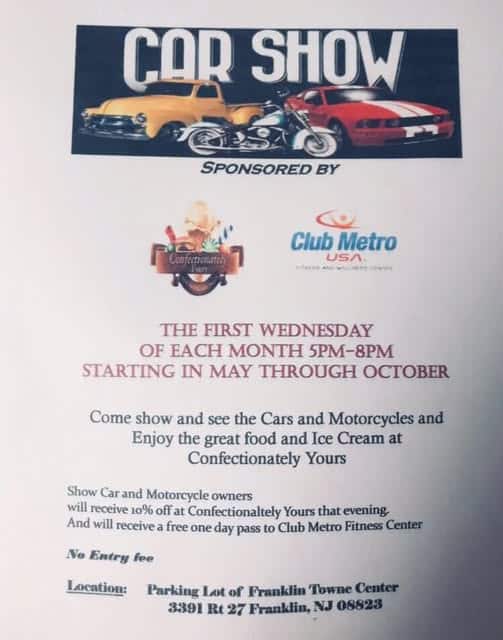 Car Show @ Confectionately Yours event at Parking Lot of Franklin Towne Center in Franklin, NJ on May 6, 2026