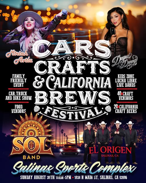 Cars Crafts & California Brews Festival event at Salinas Sports Complex in Salinas, CA on August 30, 2026