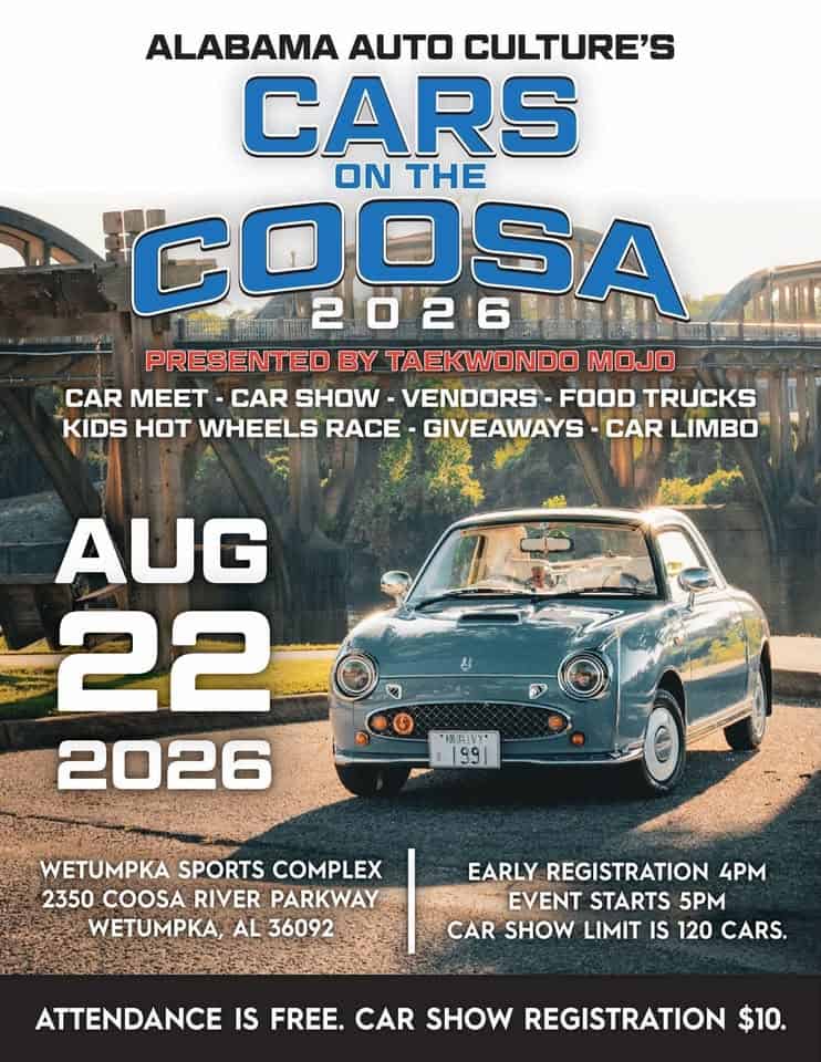 Cars on the Coosa 2026 event at Wetumpka Sports Complex in Wetumpka, AL on August 22, 2026