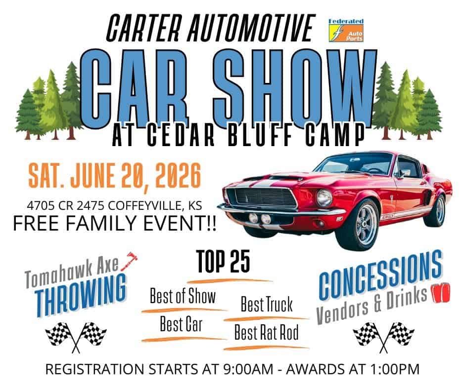 Carter Automotive Car Show at Cedar Bluff Camp event at Cedar Bluff Camp in Coffeyville, KS on June 20, 2026