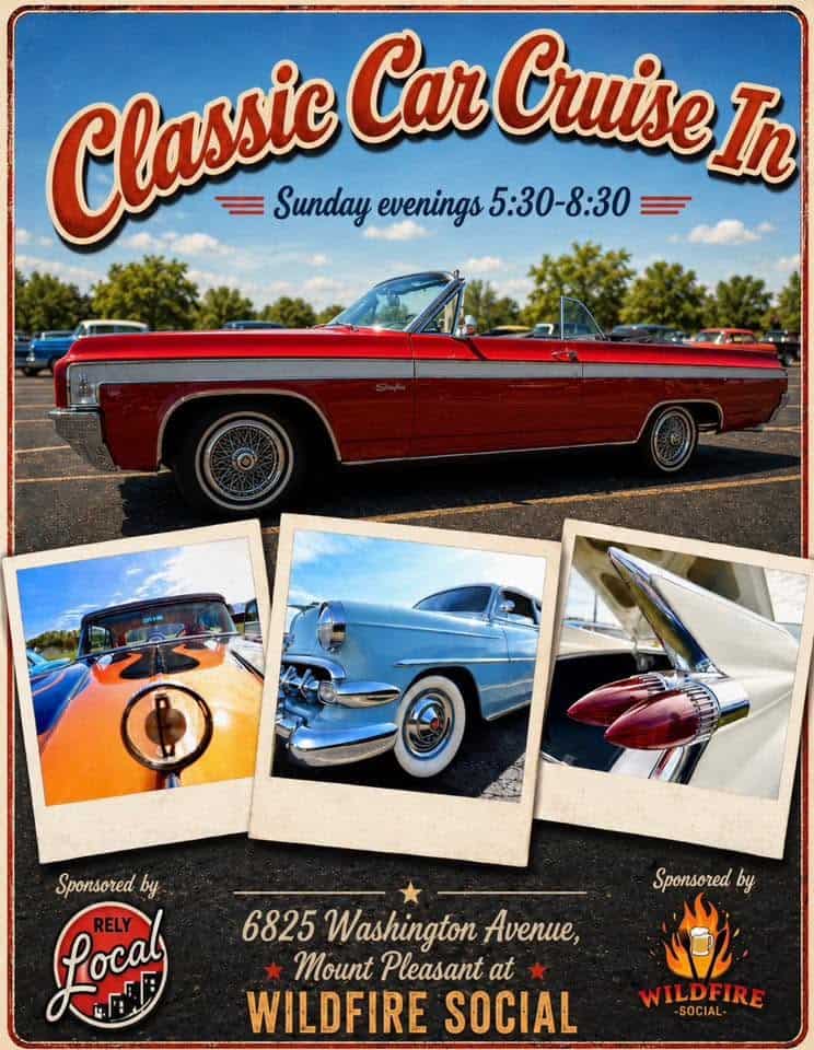 Classic Car Cruise In at Wildfire Social event at Wildfire Social in Mount Pleasant, WI on May 31, 2026