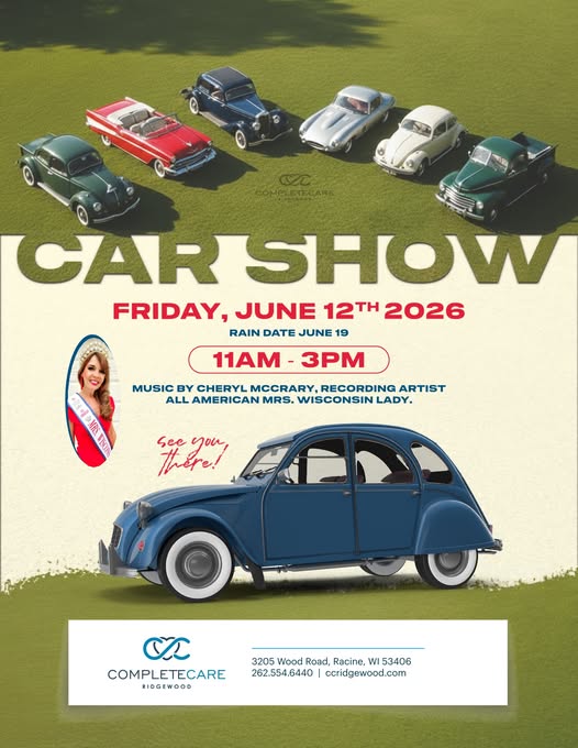 Completecare Ridgewood Car Show event at 3205 Wood Road, Racine, WI 53406 in Racine, WI on June 12, 2026