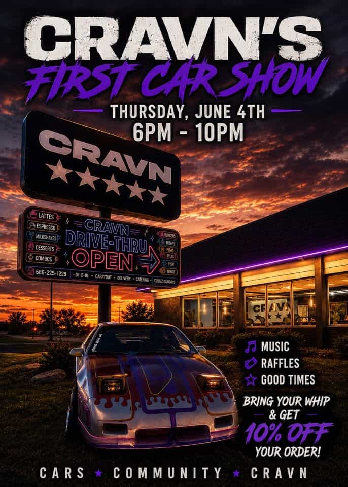 Cravn's First Car Show event at Cravn Five Star in Warren, MI on June 25, 2026