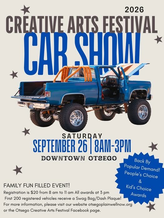 Creative Arts Festival Car Show event at Downtown Otsego in Otsego, MI on September 26, 2026
