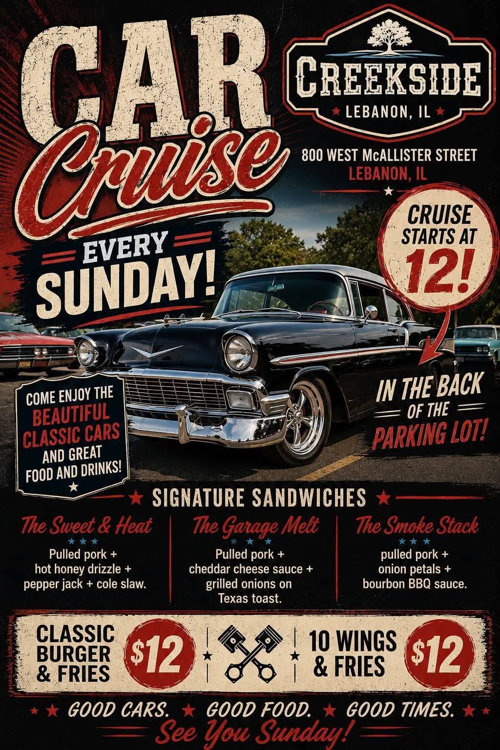 Creekside Car Cruise event at Creekside in Lebanon, IL on June 28, 2026