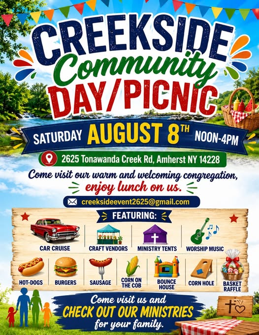 Creekside Community Day Picnic event at Creekside in Buffalo, NY on August 8, 2026