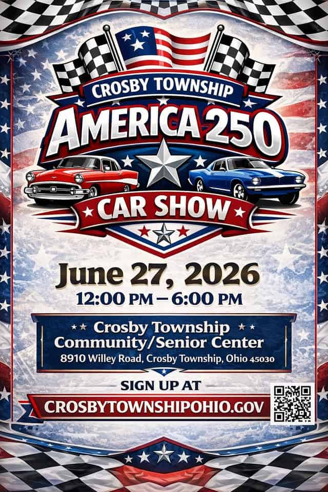 Crosby Township America 250 Car Show event at Crosby Township Community/Senior Center in Harrison, OH on June 27, 2026