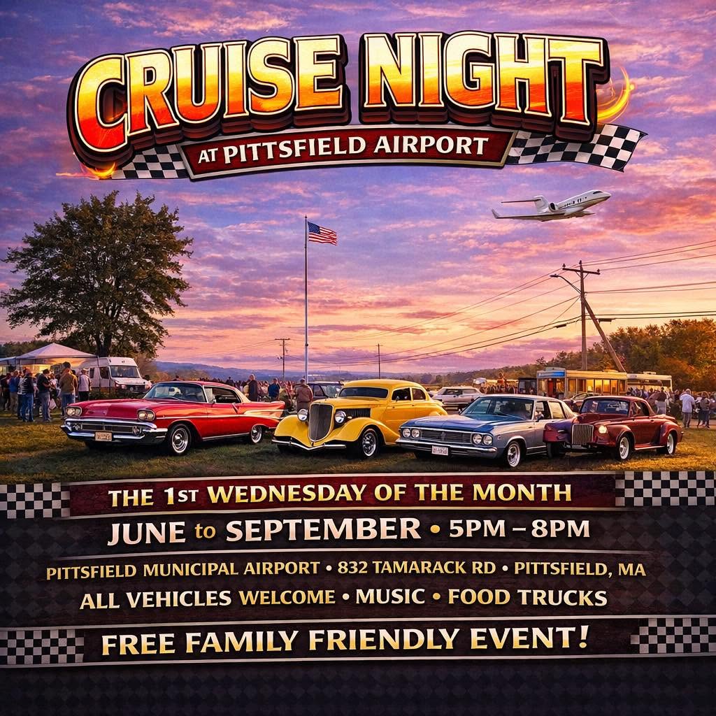 Cruise Night at Pittsfield Airport event at Pittsfield Municipal Airport in Pittsfield, MA on June 3, 2026