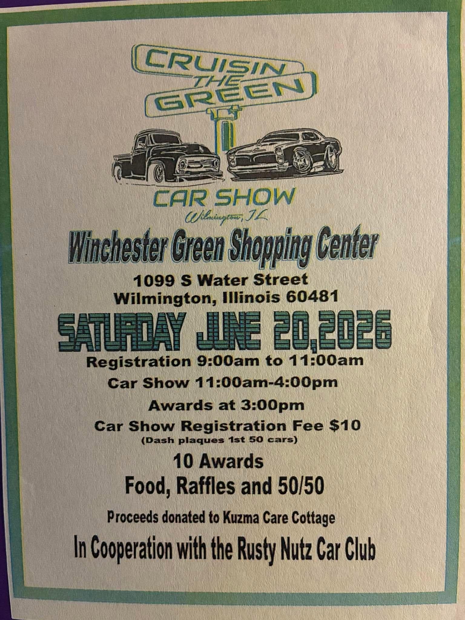 Cruisin' Green Car Show at Winchester Green Shopping Center event at Winchester Green Shopping Center in Wilmington, IL on June 20, 2026