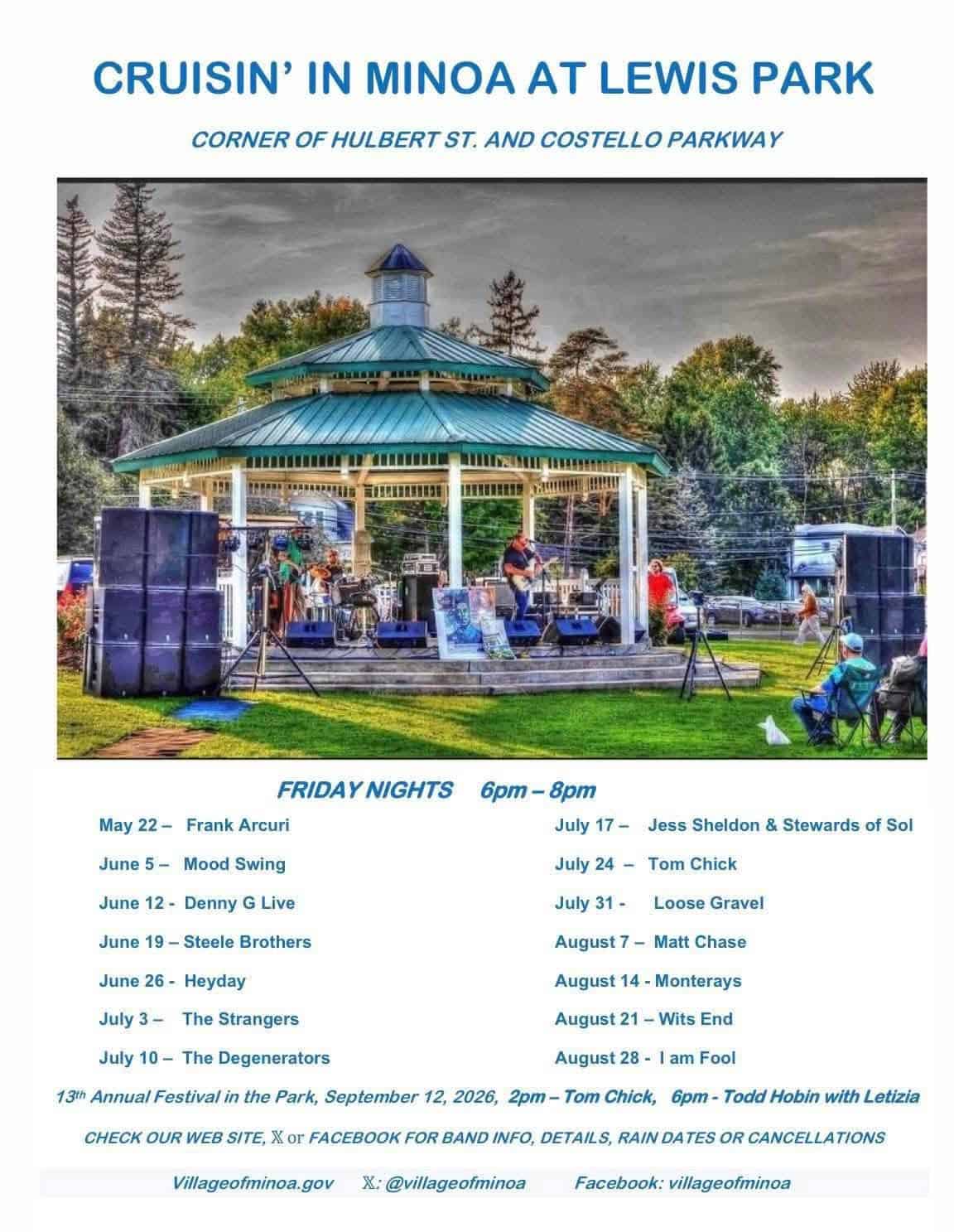 Cruisin' in Minoa at Lewis Park event at Lewis Park in Minoa, NY on June 26, 2026