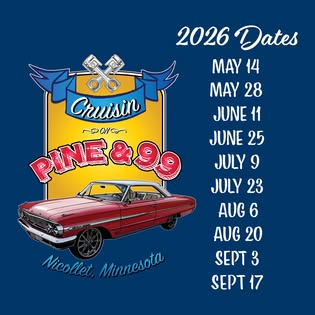 Cruisin Pine & 99 event at Pine Street and Highway 99 in Nicollet, MN on July 9, 2026