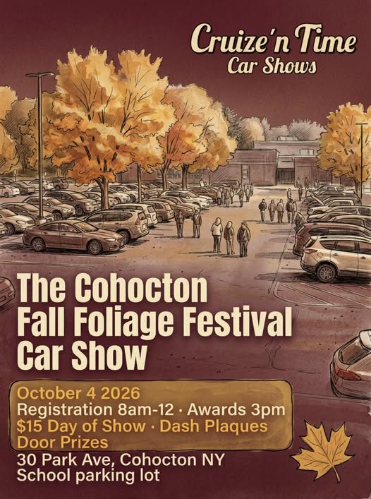 Cruize'n Time the Cohocton Fall Foliage Festival Car Show event at 30 Park Ave in Cohocton, NY on October 4, 2026