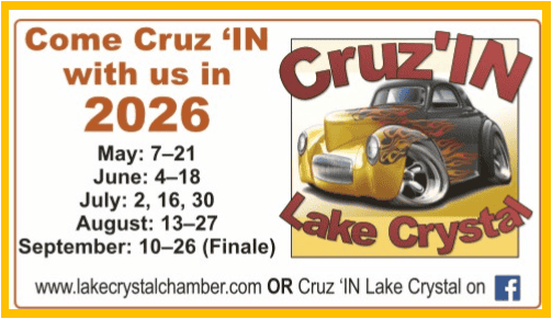 Cruz 'in Lake Crystal event at Downtown  Lake Crystal in Lake Crystal, MN on July 2, 2026