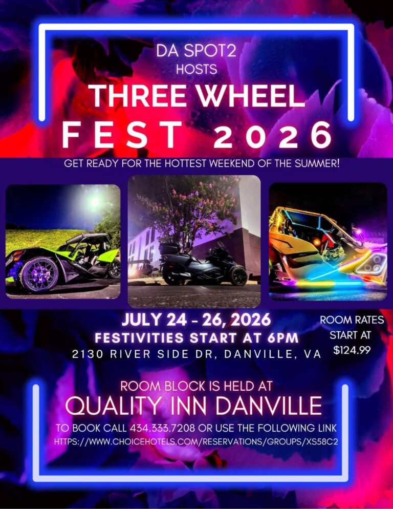 Da Spot2 Three Wheel Fest 2026 event at Da Spot2 in Danville, VA on July 24, 2026